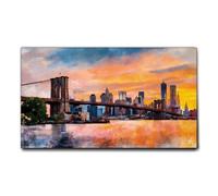 Giallobus - Cuadro - 36 - New York Brooklyn - Lienzo con marco estándar - 100x60 - Listo para colgar - Cuadros modernos para el hogar