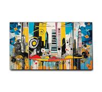 Giallobus - Cuadro - 77 - Skyline City 02 - Lienzo con Marco estándar - 140x80 - Listo para Colgar - Cuadros Modernos para el hogar