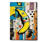 Giallobus - Cuadro - 82 - Plátano - Lienzo con Marco estándar - 50x70 - Listo para Colgar - Cuadros Modernos para el hogar