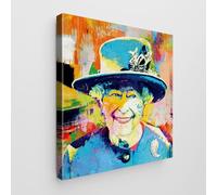 Giallobus - Cuadro - Art Pop Art - Lienzo estándar - 50L x 50l cm - 29 - Reina Elizabeth - Listo para colgar - Cuadros modernos