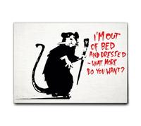 Giallobus - Cuadro - Banksy - Estoy fuera de la cama y vestido - Lienzo con marco estándar - 50x35 - Listo para colgar - Cuadros modernos para el hogar