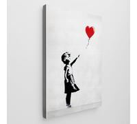 Giallobus - Cuadro - Banksy - - Lienzo estándar - 35x50-07 - Globo corazón rojo bebé niña - Listo para colgar - Cuadros modernos para el hogar