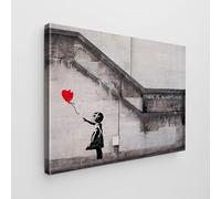 Giallobus - Cuadro - Banksy - - Lienzo estándar - 50x35-03 - Chica globo rojo - Listo para colgar - Cuadros modernos para el hogar