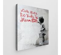 Giallobus - Cuadro - Banksy - - Lienzo estándar - 50x50-16 - Nunca demasiado joven - Listo para colgar - Cuadros modernos para el hogar