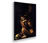 Giallobus - Cuadro - Caravaggio - San Francisco en oración - Lienzo - 70x100 - Listo para Colgar - Cuadros Modernos para el hogar