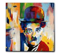 Giallobus - Cuadro - Charlie Chaplin - Lienzo con marco estándar - 35L x 35l cm - Listo para colgar - Cuadros modernos para el hogar