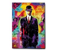 Giallobus - Cuadro - El hombre y la manzana Pop Art - Lienzo con marco estándar - 35x50 - Listo para colgar - Cuadros modernos para el hogar