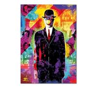 Giallobus - Cuadro - El hombre y la manzana Pop Art - Vidrio acrílico - 70x100 - Listo para colgar - Cuadros modernos para el hogar