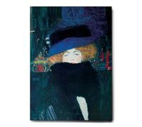 Giallobus - Cuadro - Gustav Klimt - Dama con sombrero y boa de plumas - Lienzo con marco estándar - 100x140 - Listo para colgar - Cuadros modernos para el hogar