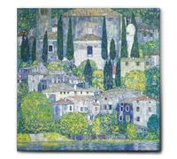 Giallobus - Cuadro - Gustav Klimt - Iglesia en Cassone - Lienzo con marco estándar - 100x100 - Listo para colgar - Cuadros modernos para el hogar