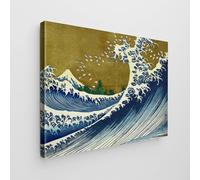 Giallobus - Cuadro - Hokusai - Art Hokusai - Lienzo estándar - 50L x 35l cm - 08 - El mar de Kanagawa - Listo para colgar - Cuadros modernos para el hogar