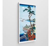 Giallobus - Cuadro - Hokusai - Art Hokusai - Lienzo estándar - 70x140-13 - Mirando la luna desde una terraza - Listo para colgar - Cuadros modernos para el hogar