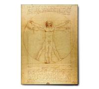 Giallobus - Cuadro - Leonardo Da Vinci - Hombre de Vitruvio - Lienzo - 70x100 - Listo para colgar - Cuadros modernos para el hogar