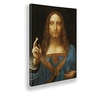 Giallobus - Cuadro - Leonardo Da Vinci - Salvator Mundi - Lienzo - 50x70 - Listo para Colgar - Cuadros Modernos para el hogar