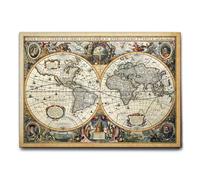 Giallobus - Cuadro - Mapa Mundial de Nova Terrarum Orbis - Lienzo - 140x100 - Listo para Colgar - Cuadros Modernos para el hogar