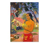Giallobus - Cuadro - Paul Gauguin - Mujer sosteniendo una Fruta - Vidrio acrílico - 70x100 - Listo para Colgar - Cuadros Modernos para el hogar