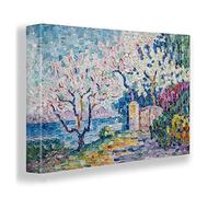 Giallobus - Cuadro - Paul Signac - Almendros en Flor - Lienzo Marco Premium Alto Espesor 5cm - 100x70 - Listo para Colgar - Cuadros Modernos para el hogar