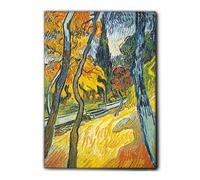 Giallobus - Cuadro - Vincent Van Gogh - Árboles en el jardín del asilo - Lona Telar Premium Alto Espesor - 70L x 100l cm - Listo para colgar - Cuadros modernos para el hogar