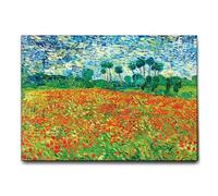 Giallobus - Cuadro - Vincent Van Gogh - Campo de amapolas - Lienzo con marco estándar - 100L x 70l cm - Listo para colgar - Cuadros modernos para el hogar