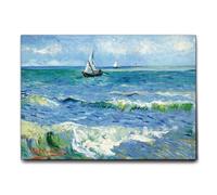 Giallobus - Cuadro - Vincent Van Gogh - El mar en Les Saintes Maries - Lienzo con marco estándar - 100L x 70l cm - Listo para colgar - Cuadros modernos para el hogar