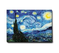 Giallobus - Cuadro - Vincent Van Gogh - Noche estrellada - Lona Telar Premium Alto Espesor - 140x100 - Listo para colgar - Cuadros modernos para el hogar