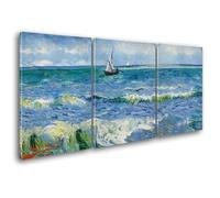 Giallobus - Cuadros de Gran Formato XXL - Vincent Van Gogh - Artistas Famosos - Les Saintes Maries - Lienzo - 218x100cm | 3pcs. x 70x100cm - Cuadros Modernos