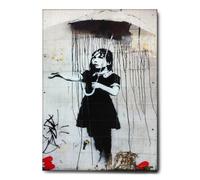 Giallobus Giallo Bus - Cuadro - Prensa sobre Tela Canvas - Banksy - Umbrella Girl - 50 x 70 CM