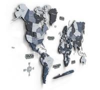 Giallobus - Mapa del mundo 3D - Mapa mundial 3D - Madera MDF - 120.5L x 70.5l cm - 07 - Night - Decoración de Pared - Madera MDF Multinivel - Salón Oficina