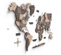 Giallobus - Mapa del mundo 3D - Mapa mundial 3D - Madera MDF - 161L x 94l cm - 01 - Natural Wood - Decoración de Pared - Madera MDF Multinivel - Salón Oficina
