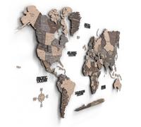 Giallobus - Mapa del mundo 3D - Mapa mundial 3D - Madera MDF - 161L x 94l cm - 02 - Natural Wood OVERLAY - Decoración de Pared - Madera MDF Multinivel - Salón Oficina