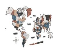 Giallobus - Mapa del mundo 3D - Mapa mundial 3D - Madera MDF - 161L x 94l cm - 06 - Multicolor wood OVERLAY - Decoración de Pared - Madera MDF Multinivel - Salón Oficina