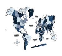 Giallobus - Mapa del mundo 3D - Mapa mundial 3D - Madera MDF - 161L x 94l cm - 07 - Night - Decoración de Pared - Madera MDF Multinivel - Salón Oficina