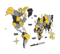 Giallobus - Mapa del mundo 3D - Mapa mundial 3D - Madera MDF - 161L x 94l cm - 09 - Sun - Decoración de Pared - Madera MDF Multinivel - Salón Oficina