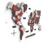Giallobus - Mapa del mundo 3D - Mapa mundial 3D - Madera MDF - 161L x 94l cm - 11 - Volcano - Decoración de Pared - Madera MDF Multinivel - Salón Oficina