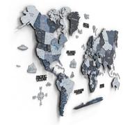 Giallobus - Mapa del mundo 3D - Mapa mundial 3D - Madera MDF - 190L x 108.5l cm - 08 - Night OVERLAY - Decoración de Pared - Madera MDF Multinivel - Salón Oficina