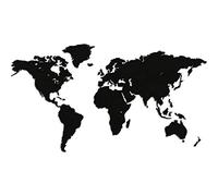 Giallobus - MAPA DEL MUNDO - DECORACIÓN DE PAREDES EN MADERA EN MDF COLOR NEGRO - 130x72 CM