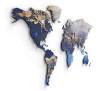 Giallobus - MAPA DEL MUNDO - OCEANBRASS - DECORACIÓN PARED DE MADERA MDF - 130X72 CM
