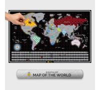 Giallobus - Mapa del mundo rascable - Mapa rasca mundo - Papel estucado - 68l x 43,5an cm - 01 - GlowMap - Mapa rascable con banderas - plata