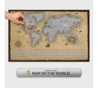 Giallobus - Mapa del mundo rascable - Mapa rasca mundo - Papel estucado - 68l x 43,5an cm - 02 - Mappa Explorer - Mapa rascable con banderas - plata