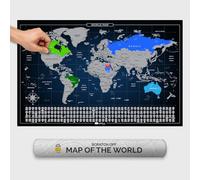 Giallobus - Mapa del mundo rascable - Mapa rasca mundo - Papel estucado - 68l x 43,5an cm - 04 - Map of the World - Mapa rascable con banderas - plata