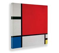Giallobus - Pinturas - Piet Mondrian - Composición n. 2 en Rojo, Azul y Amarillo - Lienzo - 50x50 - Listo para Colgar - Cuadros Modernos para el hogar