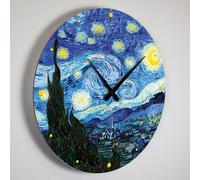 Giallobus - Reloj de línea Basic - Vincent Van Gogh - Noche Estrellada - Madera de MDF - Basic 30x30 - Mecanismo silencioso - Listo para Colgar - Modernos