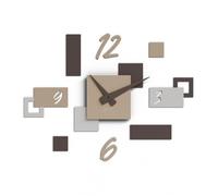 Giallobus - Reloj Geotime - Stone - Madera de MDF - Geotime - 07S_Slate - Reloj de Pared Moderno - Números Adhesivos 3D - Construcción Modular