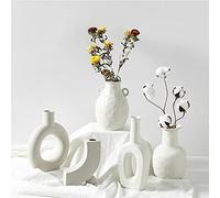 GIAMA Jarrón de cerámica florero Blanco Vegetariano Flor de macetas Arte nórdico Jarrones para Flores Decoración del hogar Adornos artesanías de Bodas