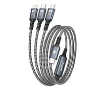 GIANAC 100W Cable USB C a Multi Cable de Carga Rapida [1.2M] Cargador Cable 3 en 1 con Chip E-Mark Múltiples Micro USB C Tipo C Lightning Cable para MacBook Pro/Air,Google Pixel,Galaxy,iPhone,Huawei