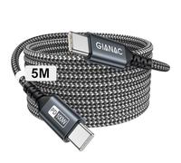 GIANAC 100W Cable USB C a USB C Largo 5M Cable USB C PD 5A/20V Carga Rapida Cable USB Tipo C Compatible con iPhone 17/16/15 Plus Pro MAX,Macbook Pro/Air,Galaxy S21,Google Pixel