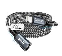 GIANAC Cable Alargador USB C [2M] 3.2 Gen 2 20Gbps Vídeo 5K@60Hz, Alargador USB C Thunderbolt 3 Carga Rápida 240W,Compatible con iPhone 16 15 15Plus 15 Pro, MacBook Pro Air, iPad Pro, Galaxy
