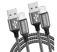 GIANAC Cable Micro USB [2Pack 2M] 5V/3A Carga Rápida Cable Android USB | Cable Micro USB Duradero Nylon Cable Cargador Movil para Samsung S7/S6/S5/J5/J7 Huawei Nokia Nexus Sony Tablet PS4 Kindle