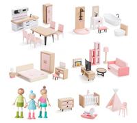 Giant bean Muebles Casa de Muñecas, 36 pcs, Piezas con Accesorios de Casa de Muñecas, Muebles de Juego de Simulación, Juguetes para Niños y Niñas Pequeños a Partir de 3 (Rosa)