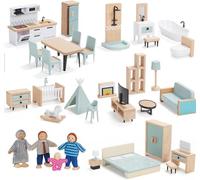 Giant bean Muebles Casa de Muñecas, Piezas con Accesorios de Casa de Muñecas, Muebles de Juego de Simulación, Juguetes para Niños y Niñas Pequeños a Partir de 3 (Azul)